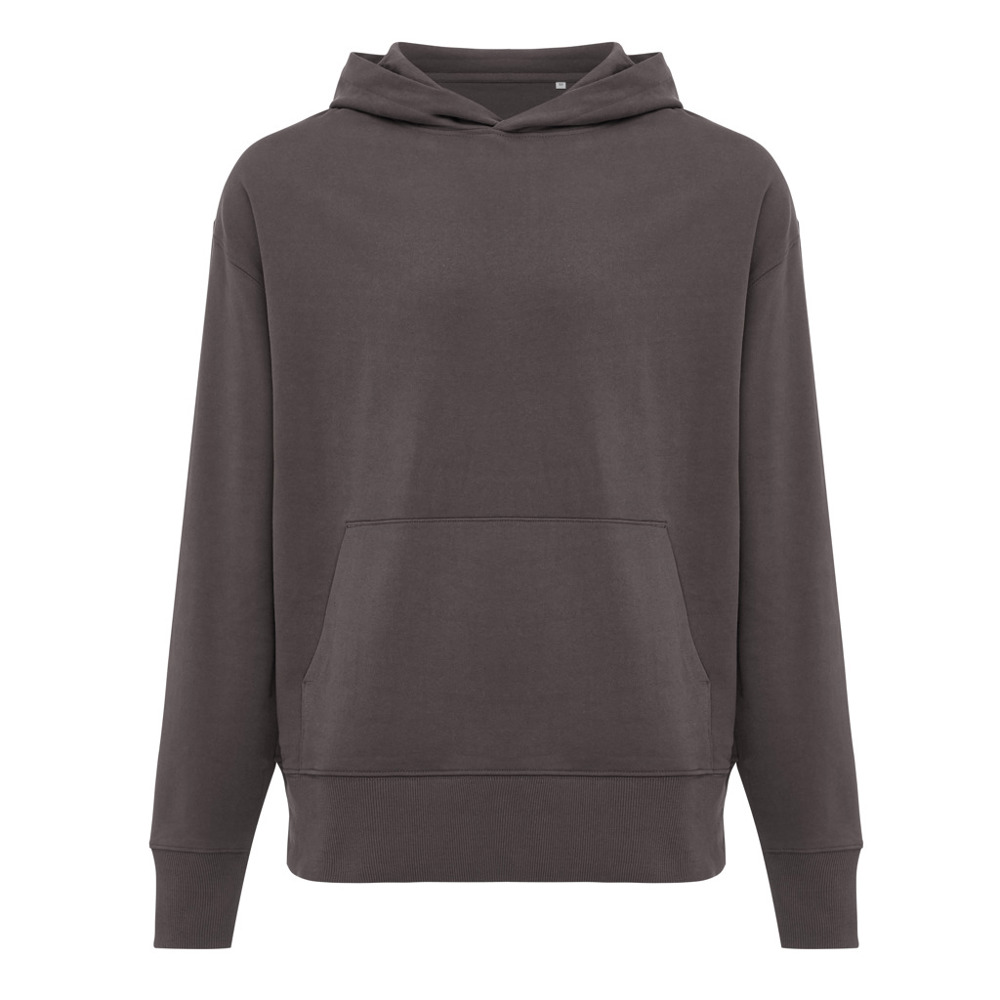 IQONIQ Yoho gerecycled katoen relaxed hoodie - met logo of onbedrukt bestellen - antraciet (± PMS 19-3900 TCX)