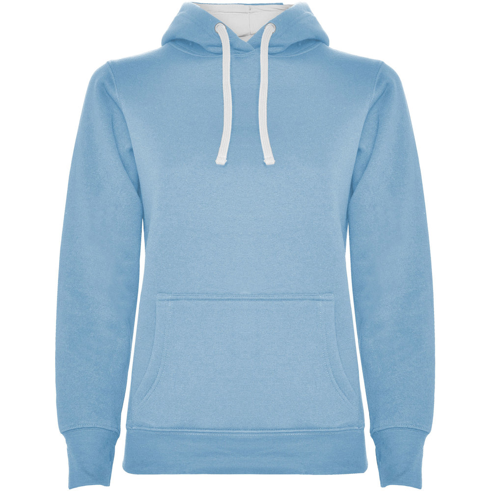 Urban hoodie voor dames - met logo of onbedrukt bestellen - Hemelsblauw, Wit