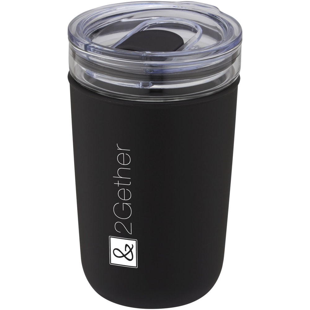 Bello 420 ml glazen beker met buitenwand van gerecycled plastic