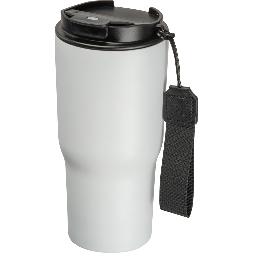 Dubbelwandige drinkbeker van rvs, 550 ml - voor bedrijven en relatiegeschenken - Wit