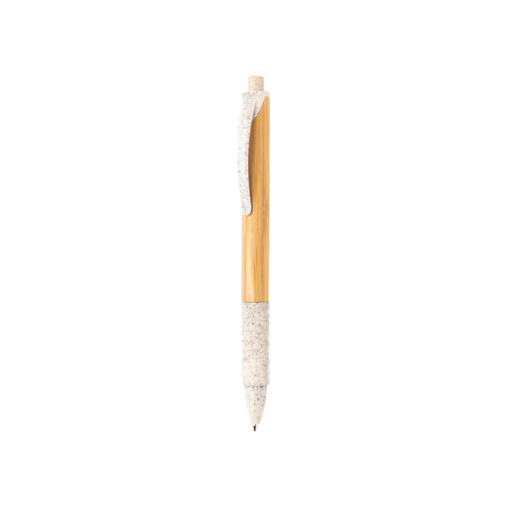 Bamboe & tarwestro pen - bedrukt of onbedrukt verkrijgbaar - wit (± PMS white)