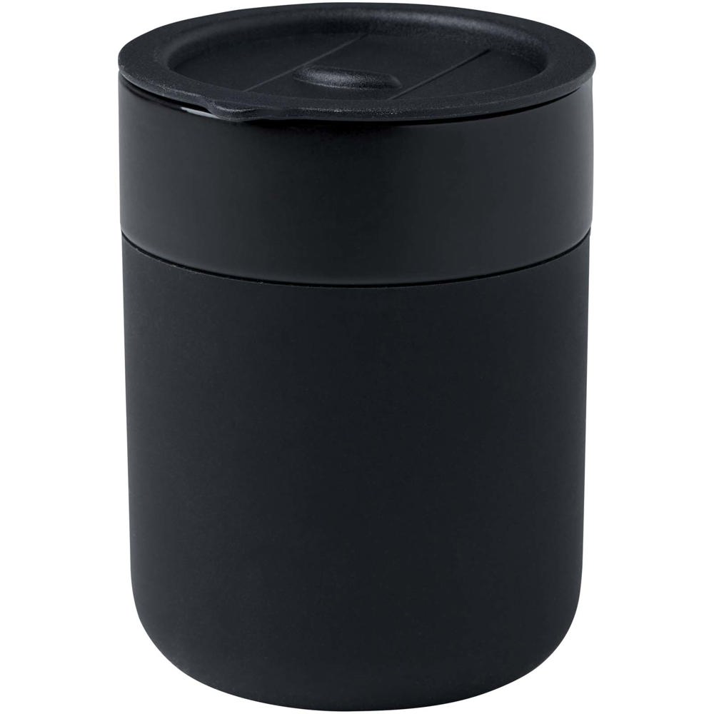 Java 330 ml beker van keramiek met siliconen wikkel en plastic deksel - met logo of onbedrukt bestellen