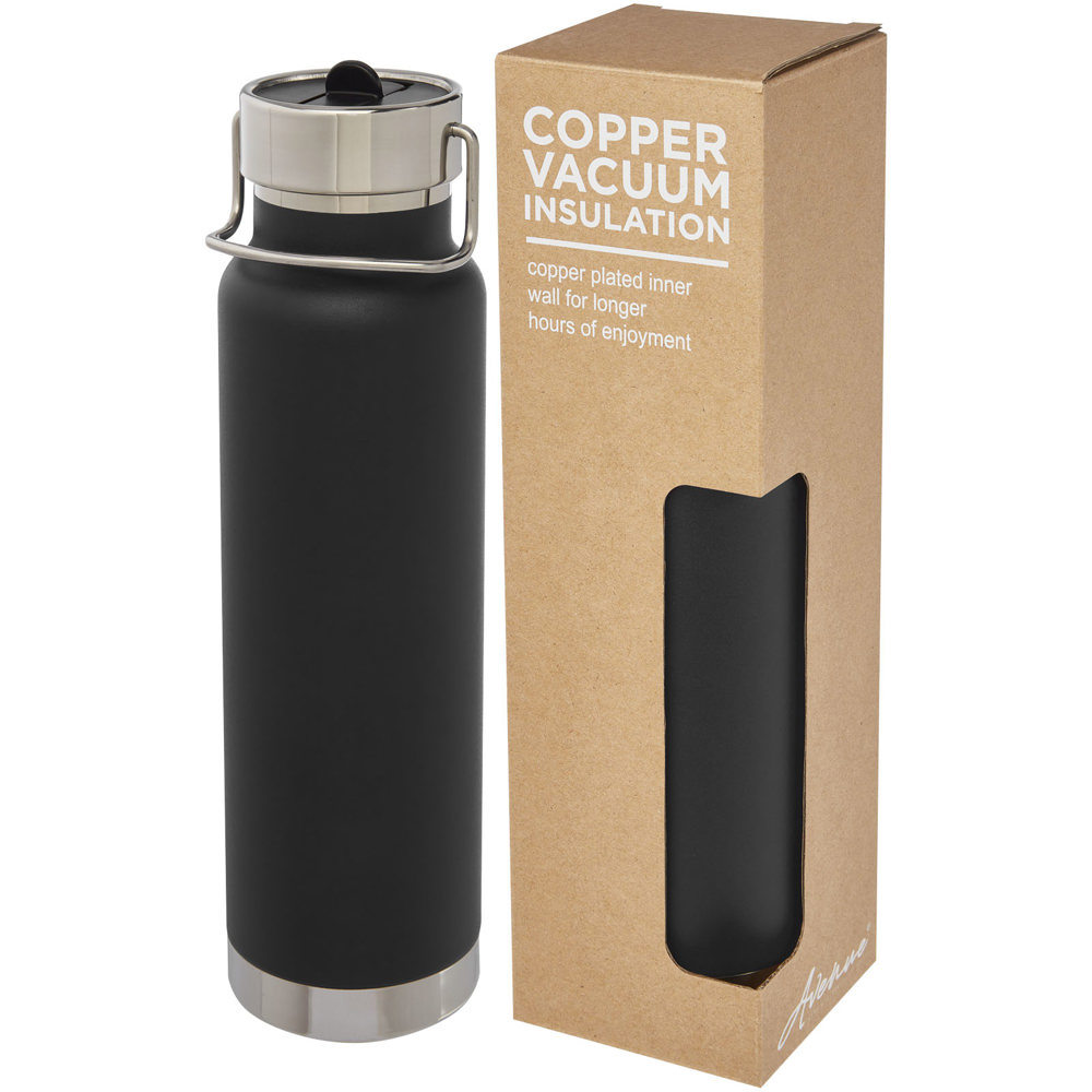 Thor 750 ml koperen vacuümgeïsoleerde drinkfles - voor bedrijven en relatiegeschenken - zwart