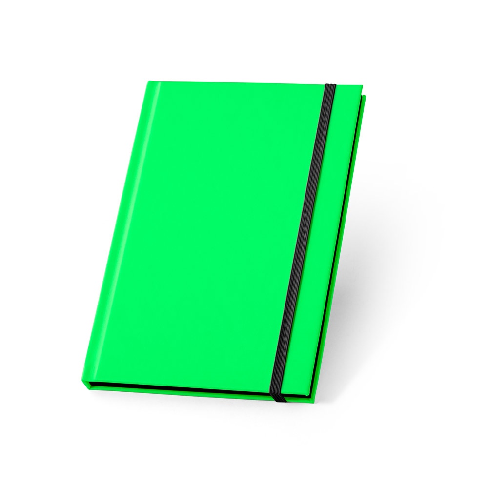 WATTERS. A5 notitieblok in fluorescerend PU met gelinieerde pagina's - kopen of bedrukken - Licht groen