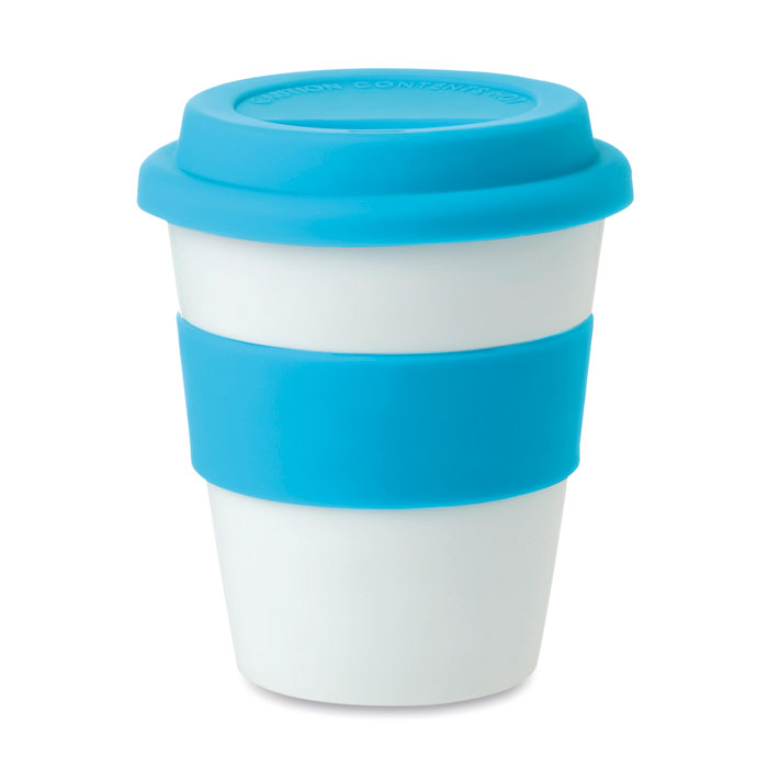 ASTORIA - PP beker met siliconen deksel - voor bedrijven en relatiegeschenken - turquoise