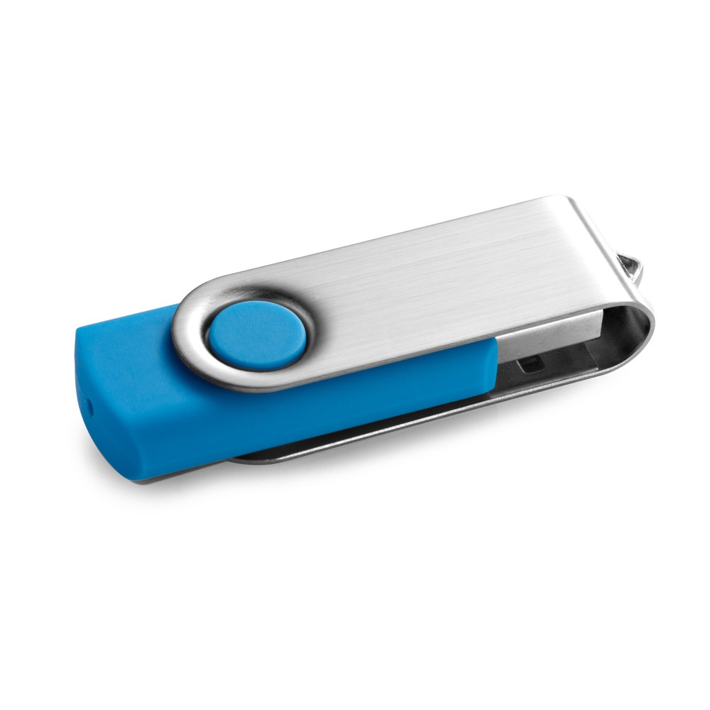 CLAUDIUS 8GB. 8 GB USB-stick met metalen clip - bedrukt of onbedrukt verkrijgbaar - Licht blauw