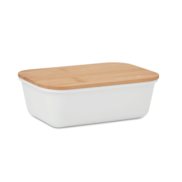 THURSDAY - Lunchbox PP bamboe deksel 1L - met logo of onbedrukt bestellen - Wit