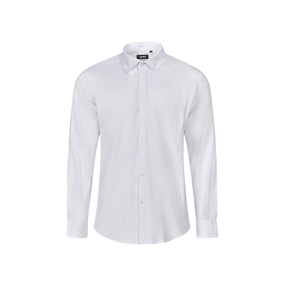 VL PRITHVI MAN. Oxford overhemd voor heren (180 g/m²) van katoen (50%), polyester (45%) en elastaan ​​(5%) - Wit