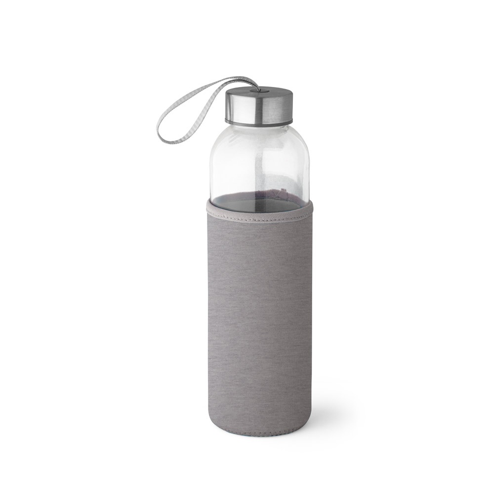 RAISE. Sportfles glas en roestvrij staal 520 mL - voor bedrijven en relatiegeschenken - Licht grijs