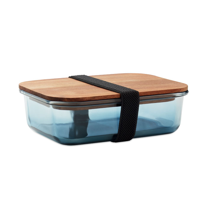 VITRIO LUNCH - Glazen lunchbox 800ml - voor bedrijven en relatiegeschenken - Transparant Blauw