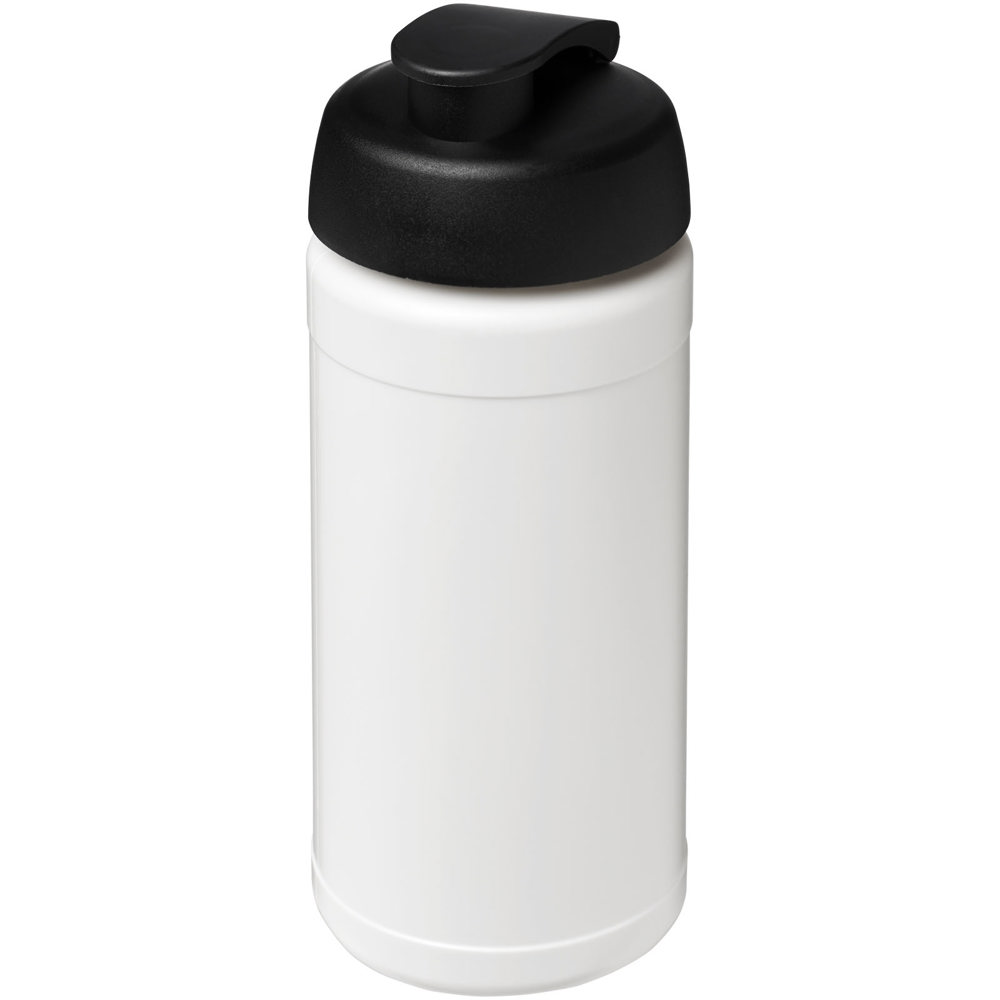 Baseline 500 ml gerecyclede drinkfles met klapdeksel - voor bedrijven en relatiegeschenken - Wit, Zwart