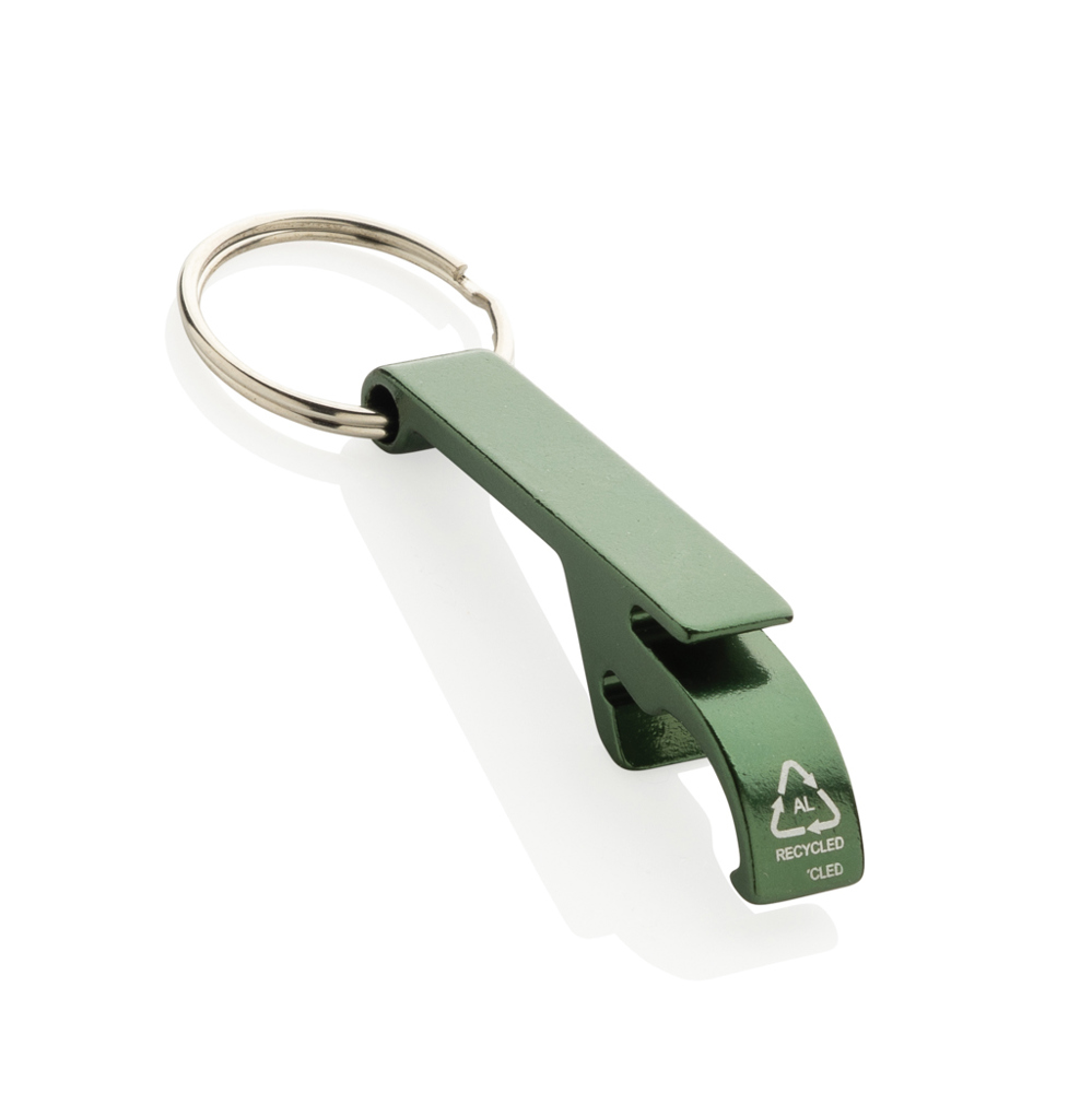 RCS fles- en blikopener van gerecycled aluminium - met logo of onbedrukt bestellen - groen (± PMS 4203C)
