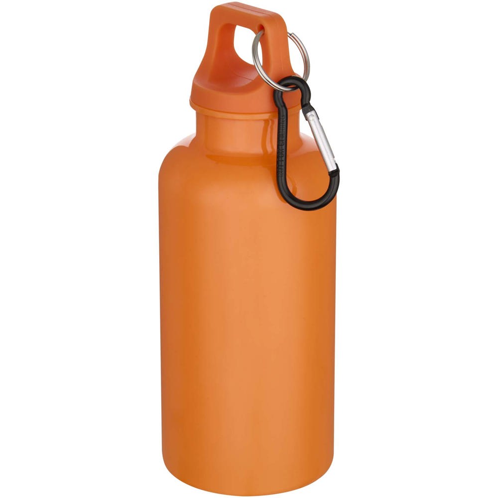 Oregon 400 ml effen waterfles van RCS gecertificeerd gerecycled plastic met karabijnhaak - voor bedrijven en - Oranje