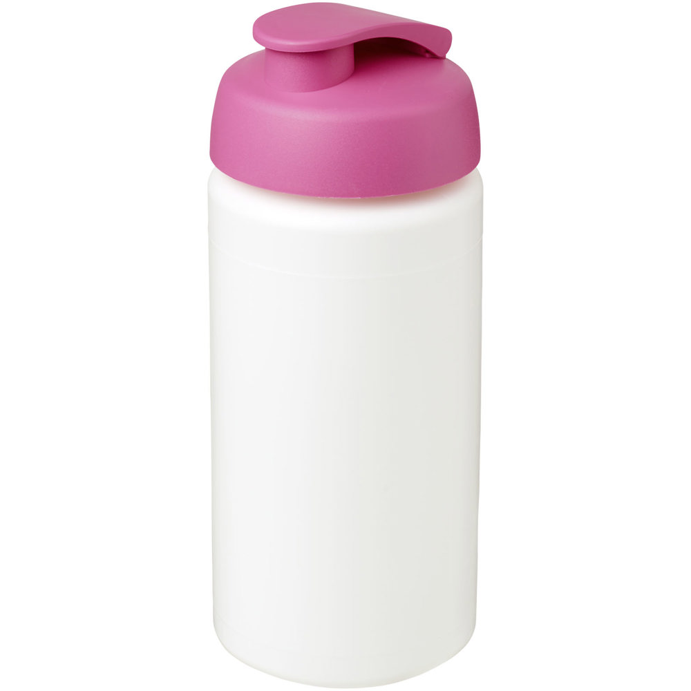 Baseline® Plus grip 500 ml sportfles met flipcapdeksel - met logo of onbedrukt bestellen - Wit, Roze