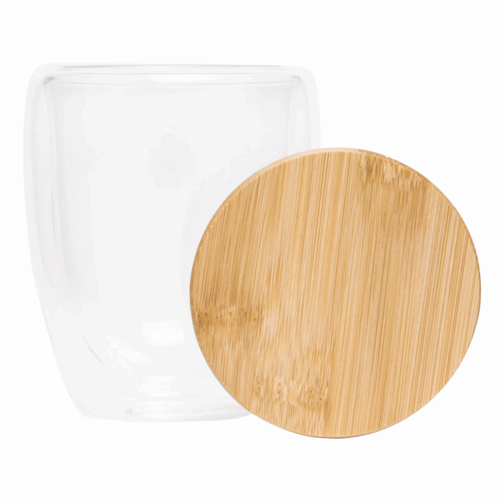 BAMBOO ART M - Dubbelwandig glas, inhoud ca. 350 ml. - voor bedrijven en relatiegeschenken