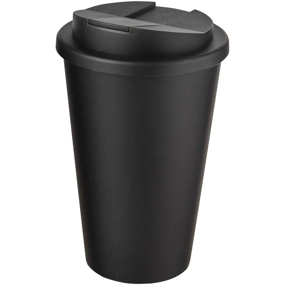 Americano® Eco 350 ml gerecyclede beker met spill-proof deksel - voor bedrijven en relatiegeschenken - Zwart, Zwart