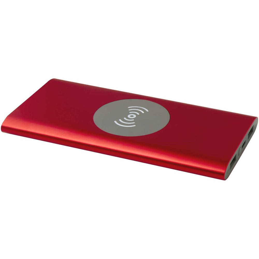 Juice type-C draadloze powerbank van 8000 mAh van gerecycled aluminium - voor bedrijven en relatiegeschenken - rood
