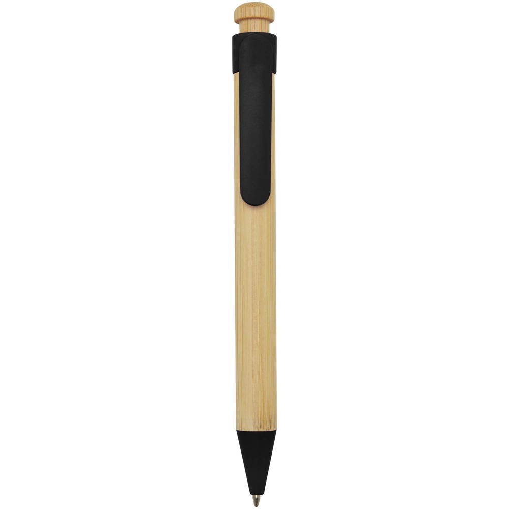 Rattan balpen van bamboe en gerecycled plastic (zwarte inkt) - bedrukt of onbedrukt verkrijgbaar - Zwart