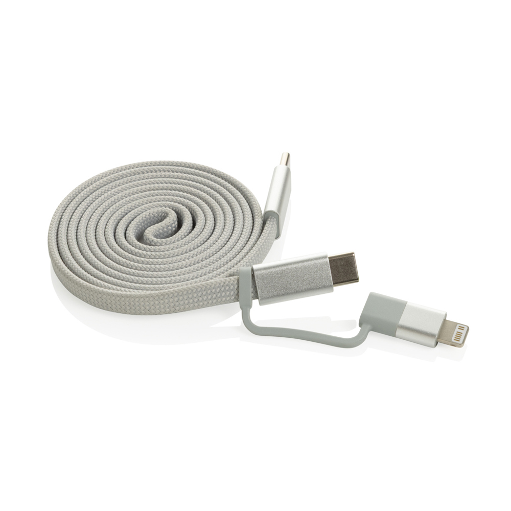 Arc Ultra-thin RCS recycled 60W 2 in 1 magnetische kabel - kopen of bedrukken - grijs (± PMS Cool grey 6C)