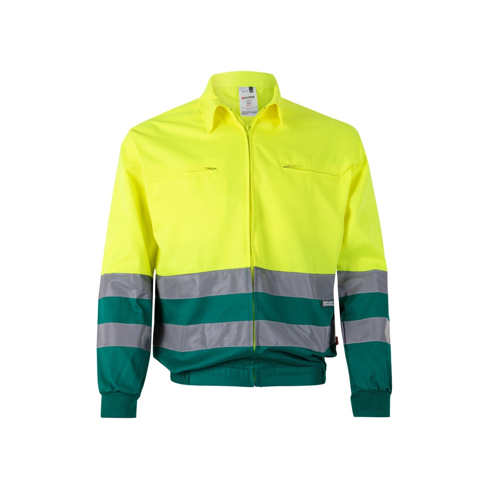 VL NEPTUNE. Tweekleurig twill jack (210g/m²) van polyester (80%) en katoen (20%) - met logo of onbedrukt - Groen, Geel