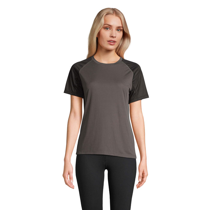 VORTEX WOMEN - VORTEX WOMEN RAGLAN T-SHIRT - voor bedrijven en relatiegeschenken - Black/Charcoal Grey