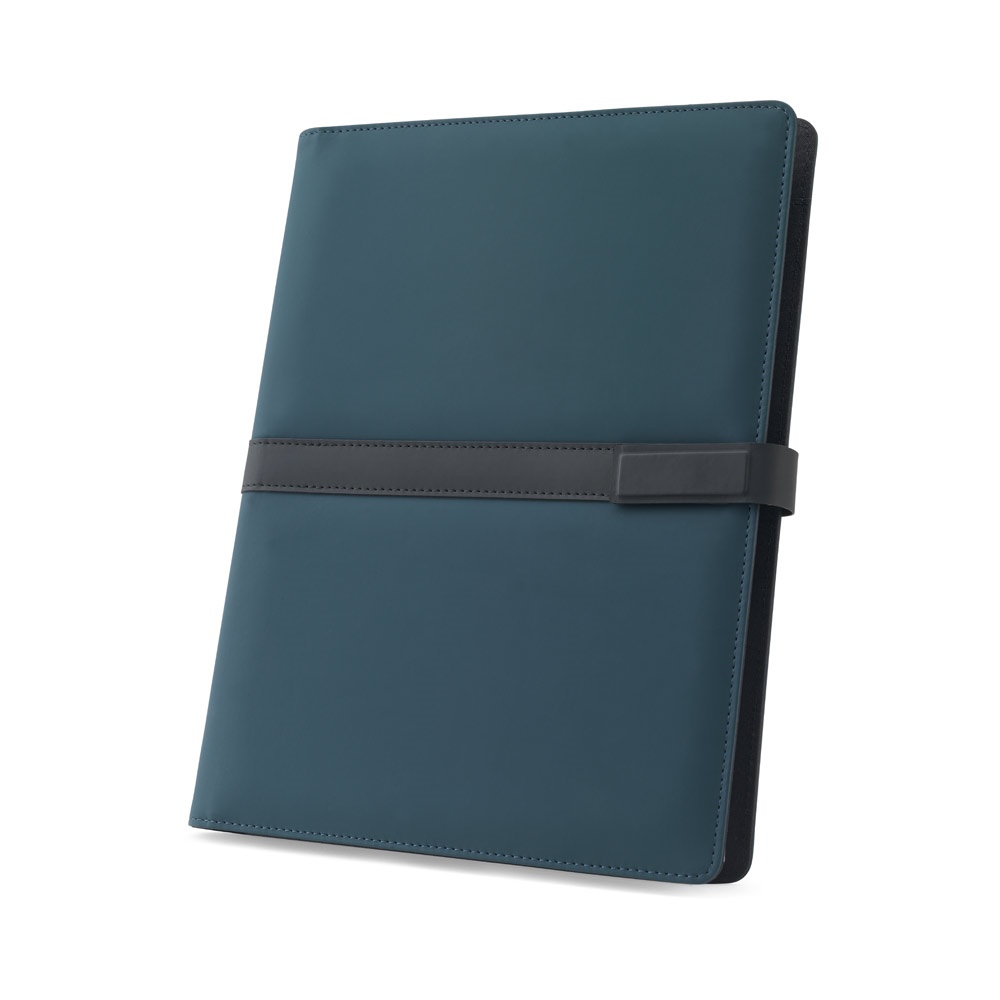SANDERSON FOLDER. A4 map in PU (50% gerecycled) met magnetische sluiting en notitieblok met gelinieerde pagina's