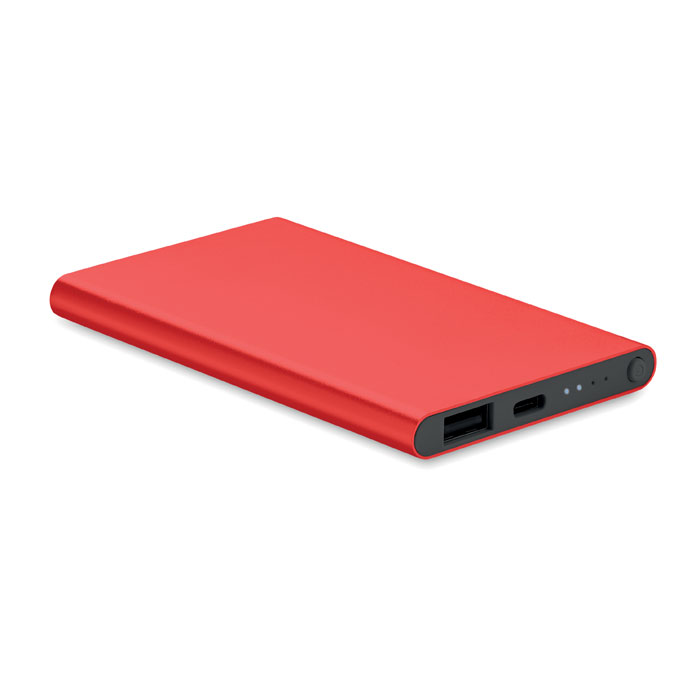 POWERFLAT C - 4000 mAh Power Bank Type C - kopen of bedrukken - Rood
