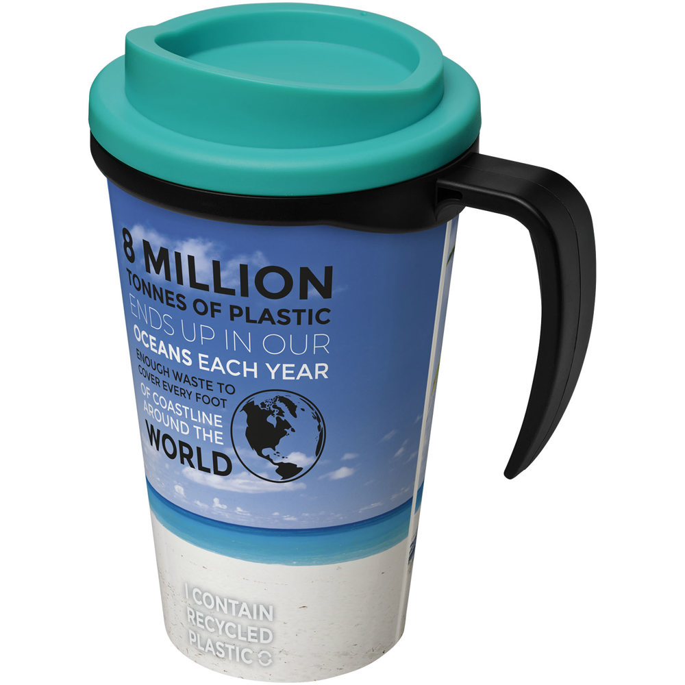 Brite Americano® grande 350 ml geïsoleerde beker - voor bedrijven en relatiegeschenken - Zwart, Aquablauw
