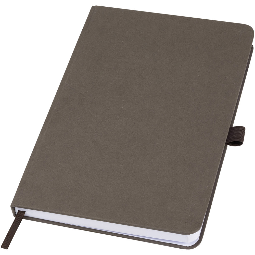 Fabianna notitieboek met harde kaft van crush papier - met logo of onbedrukt bestellen - Koffiebruin