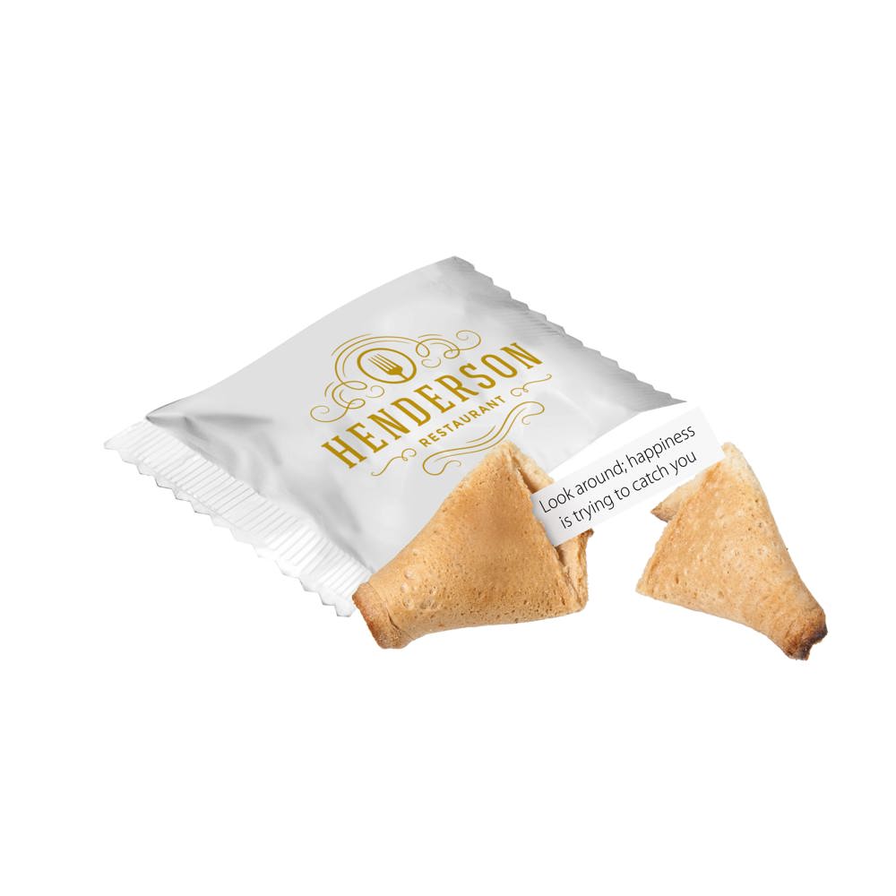 Gelukskoekje in bedrukt folie - met logo of onbedrukt bestellen