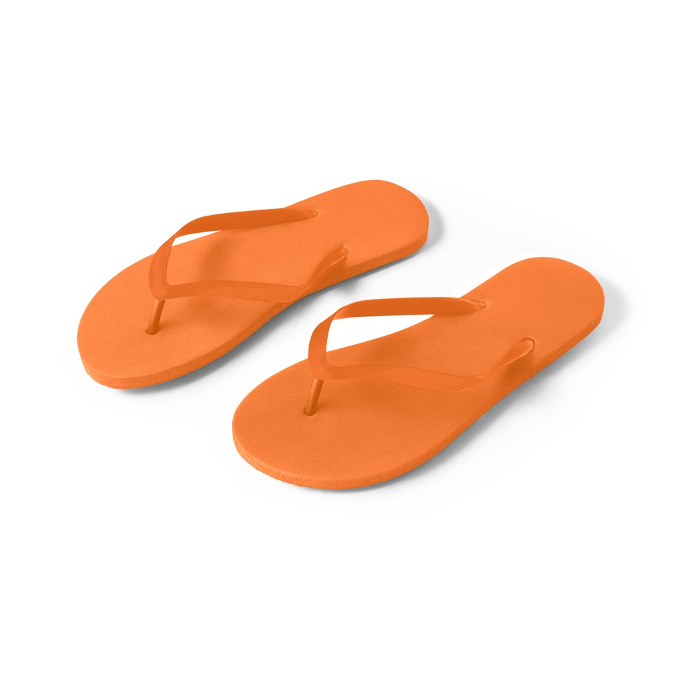 MAUPITI L / XL. Comfortabele slippers met EVA-zolen en PVC-bandjes - bedrukt of onbedrukt verkrijgbaar - oranje