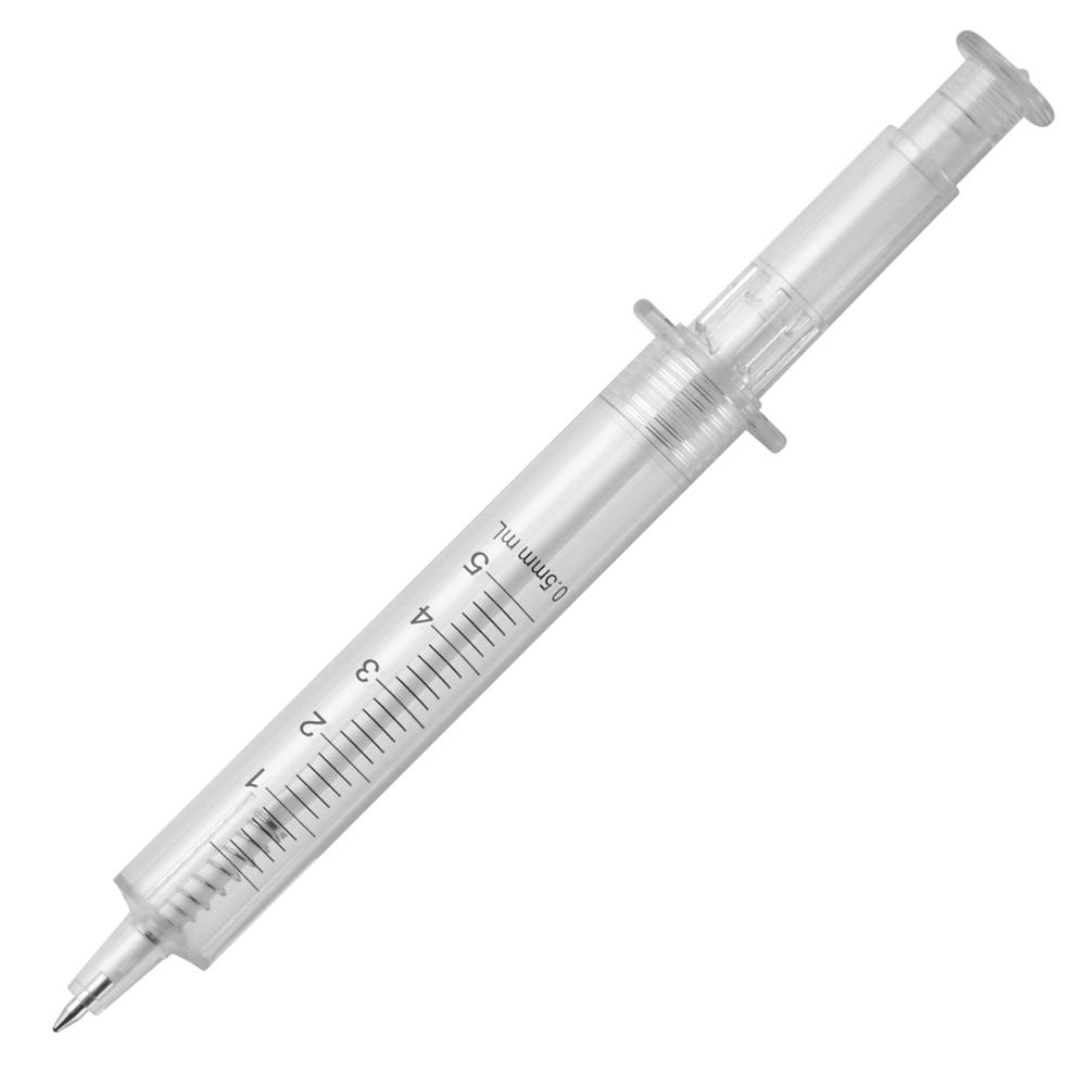 Injectiespuitpen transparant - bedrukt of onbedrukt verkrijgbaar - Transparant / Wit
