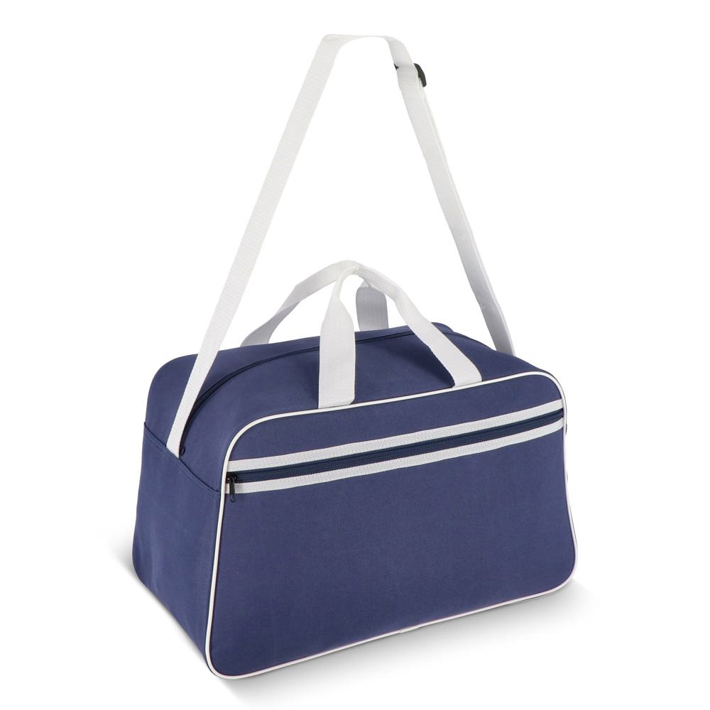 600D gerecycled PET sport- en reistas 48 x 25 x 28 cm 30 L - bedrukt of onbedrukt verkrijgbaar - Blauw / Wit