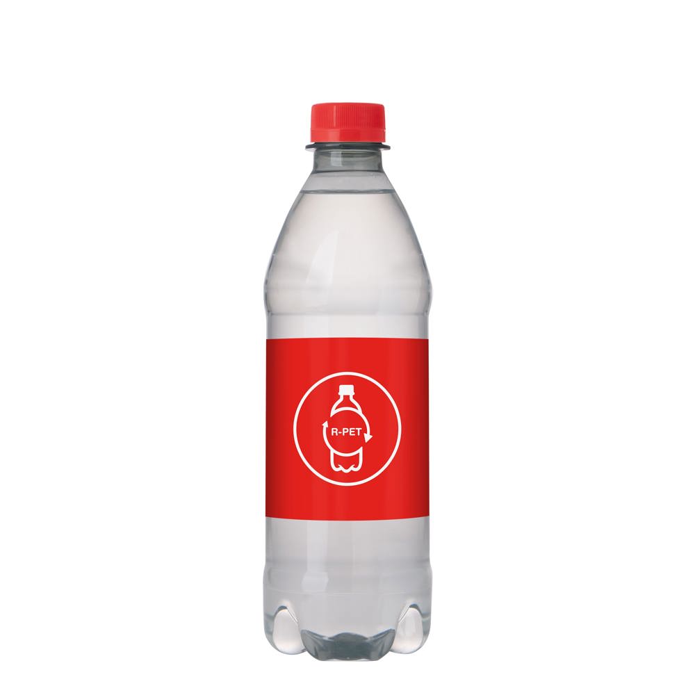 Bronwater 500 ml met draaidop - voor bedrijven en relatiegeschenken - transparant/rood