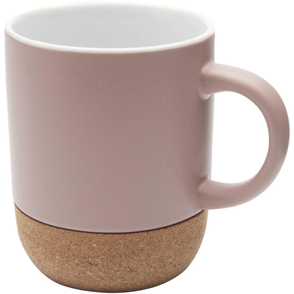 Billie 300 ml mok van keramiek met kurkdetails en matte afwerking - kopen of bedrukken - Oudroze