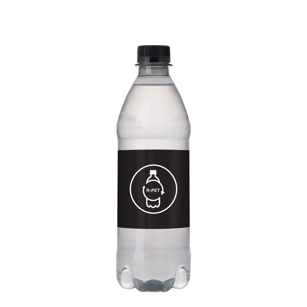 Bronwater 500 ml met draaidop - voor bedrijven en relatiegeschenken - transparant/zwart