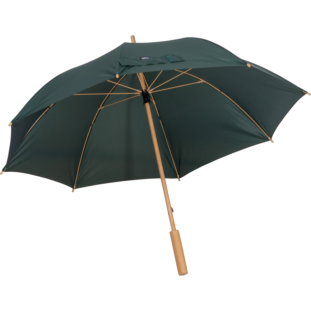 RPET paraplu met bamboe frame - Donkergroen