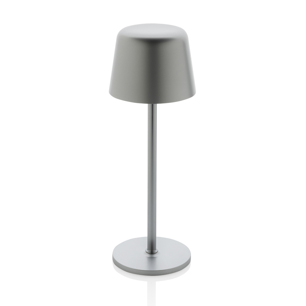 Zenic RCS gerecyclede plastic USB oplaadbare tafellamp - voor bedrijven en relatiegeschenken - zilver (± PMS 428)