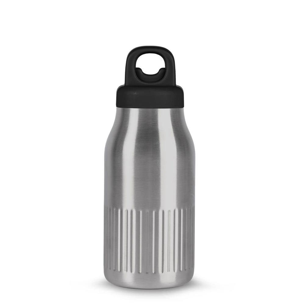 Sagaform Truls stalen fles met handige openklik dop (gerecycled) 500 ml - bedrukt of onbedrukt verkrijgbaar - Zilver