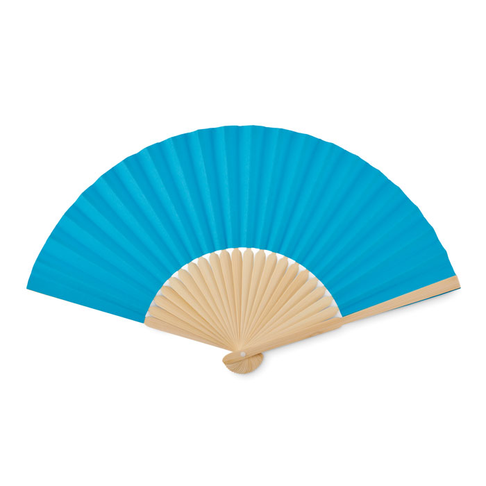 FANNY PAPER - Waaier bamboe - met logo of onbedrukt bestellen - Turquoise