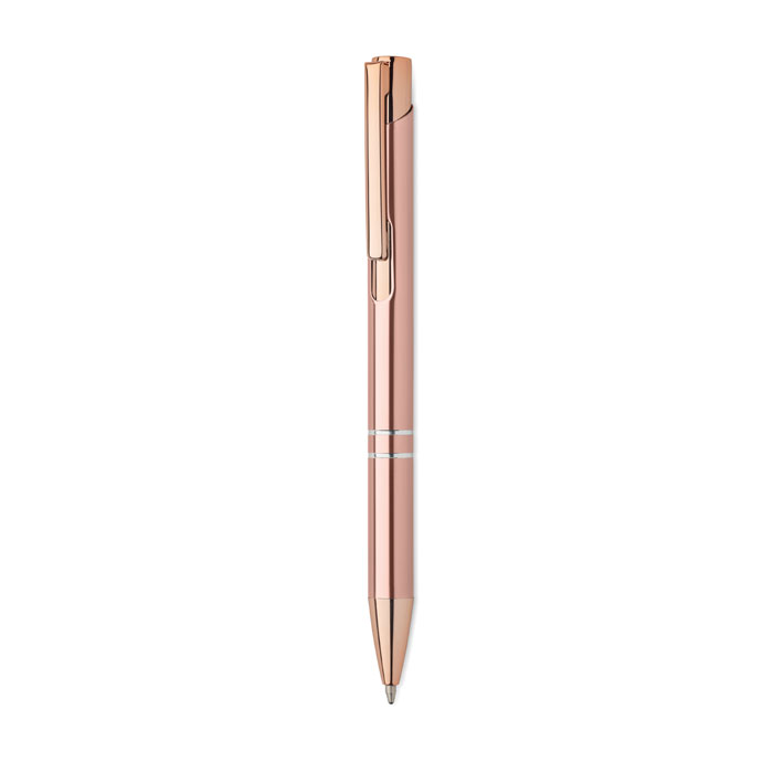 BERN ROSE - Gerecyclede aluminium pen - met logo of onbedrukt bestellen - Beige/rood