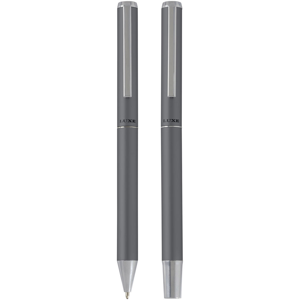 Lucetto cadeauset met balpen en rollerbalpen van gerecycled aluminium (zwarte inkt)