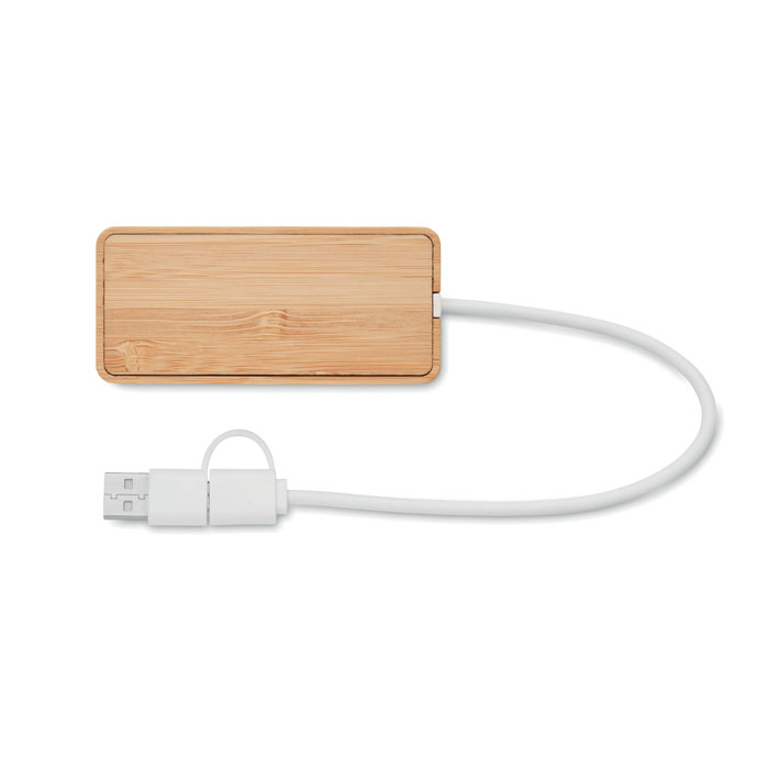 HUBBAM - Bamboe USB hub 3 poorten