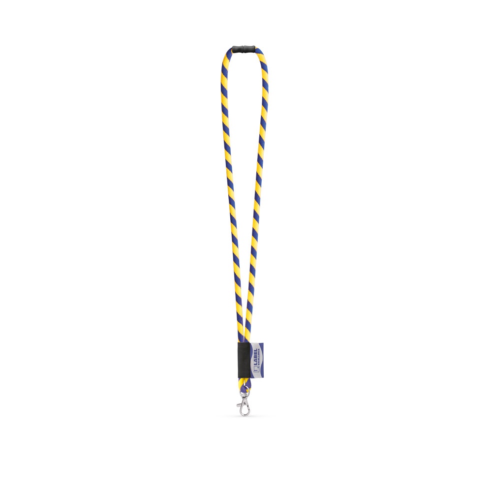 WISBECH. Op maat gemaakte polyamide lanyard - voor bedrijven en relatiegeschenken - Hexachrome geel, Royal blauw