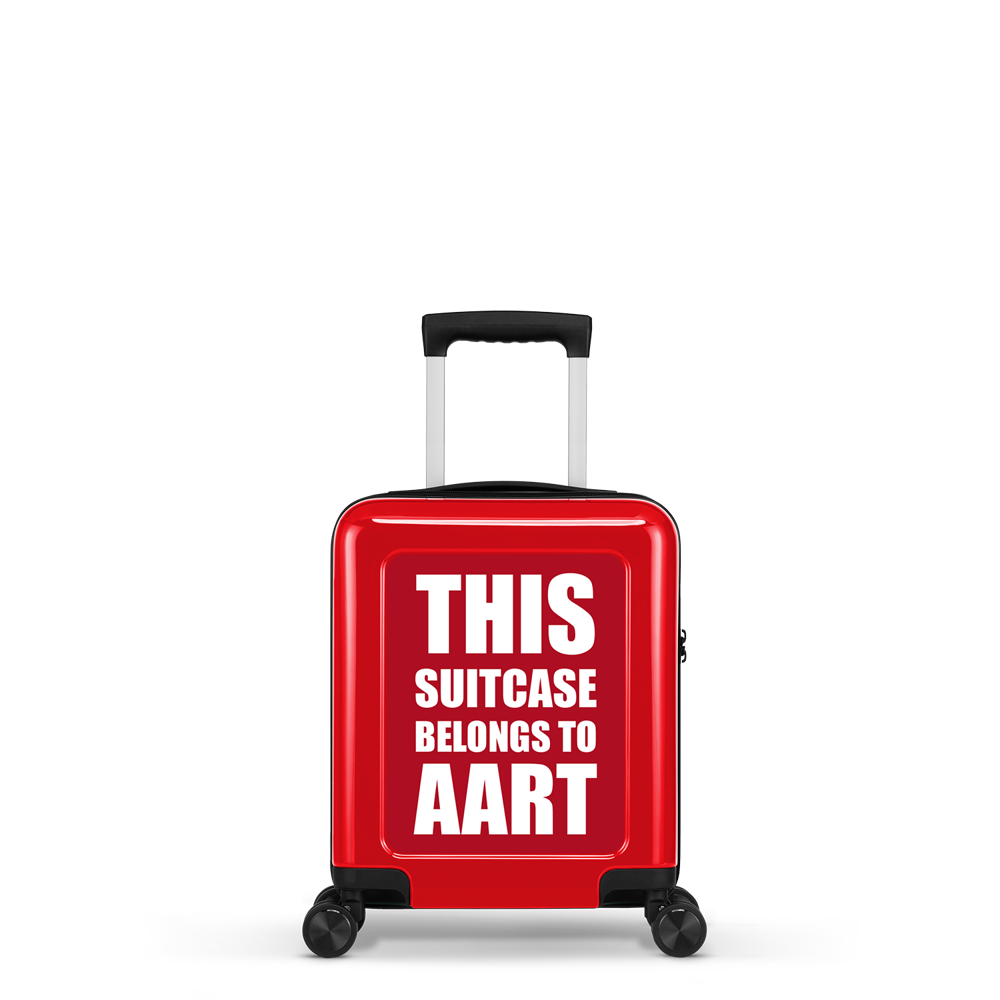 STICKERCASE® 14" Handbagage mini rood - met gepersonaliseerde sticker en/of individuele namen
