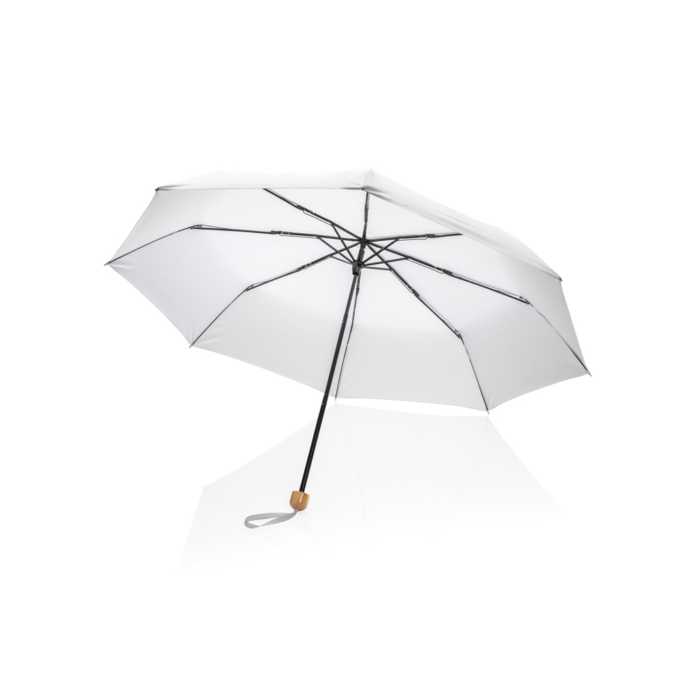 20.5" Impact AWARE™ RPET 190T pongee bamboe miniparaplu - bedrukt of onbedrukt verkrijgbaar - wit (± PMS White)