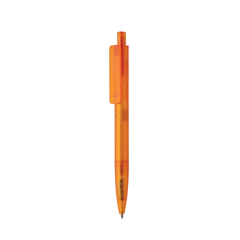 X3 GRS gerecycled PC plastic pen frosted - met logo of onbedrukt bestellen - oranje (± PMS 165)