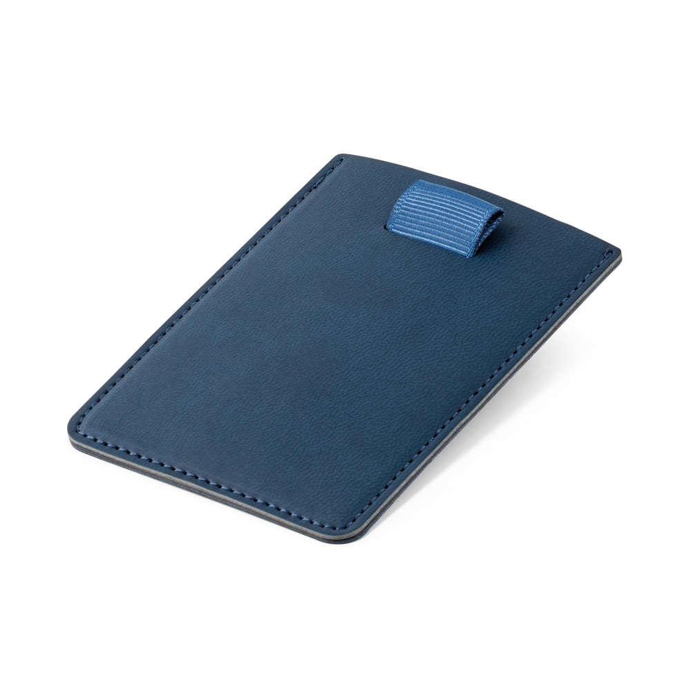 POPPY. RFID-blokkerende PU kaarthouder - voor bedrijven en relatiegeschenken - blauw