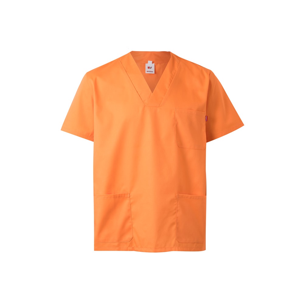 VL ILLAPA. Tuniek van keperstof (190g/m²) met korte mouwen, van polyester (65%) en katoen (35%) - bedrukt of - Zalm kleur