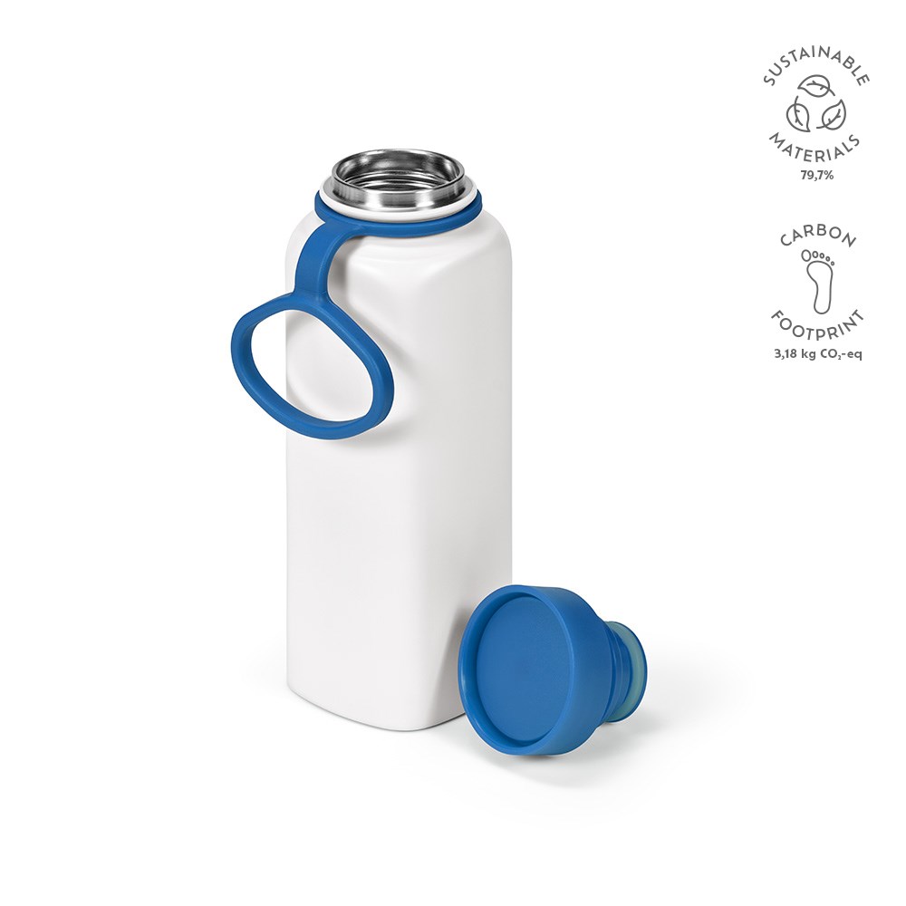 Ural fles gerecycled roestvrij staal 820 ml - met logo of onbedrukt bestellen - blauw